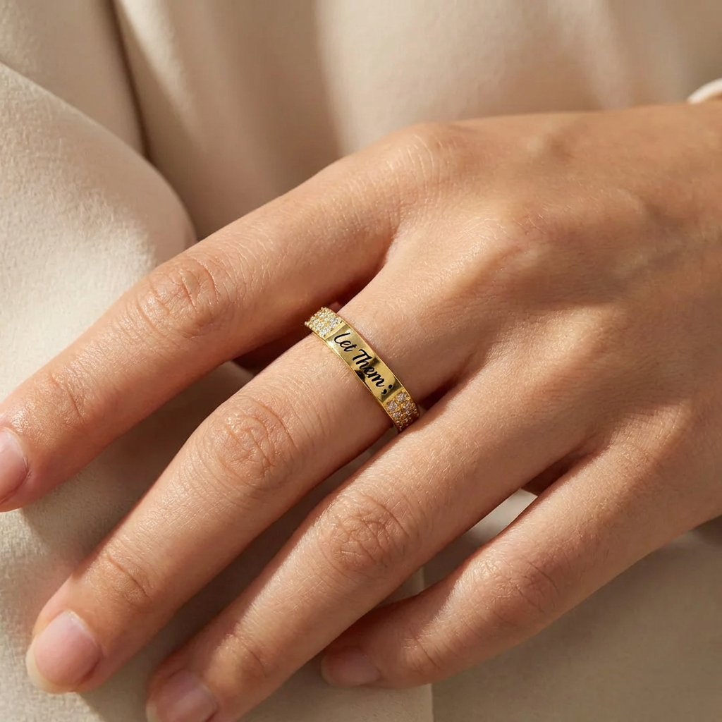 'Let Them' Pave Mantra Ring