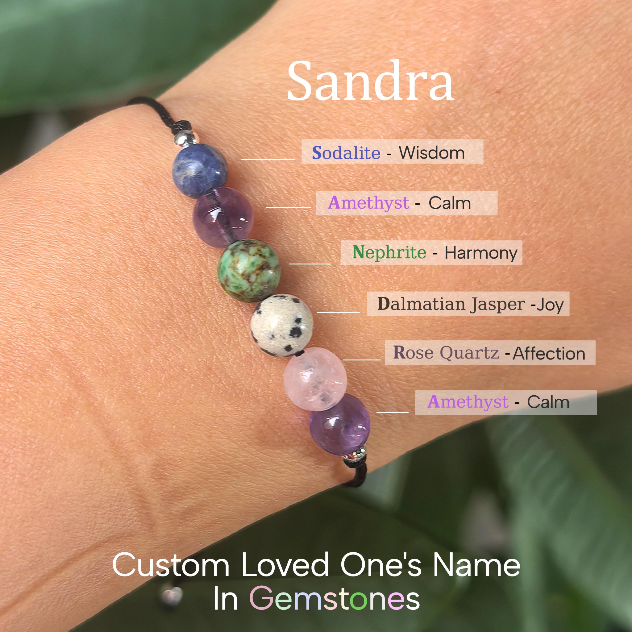 Custom Name Gem Memory Bracelet
