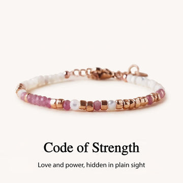 Pink Tourmaline 'Strong As Fuck' Morse Code Bracelet