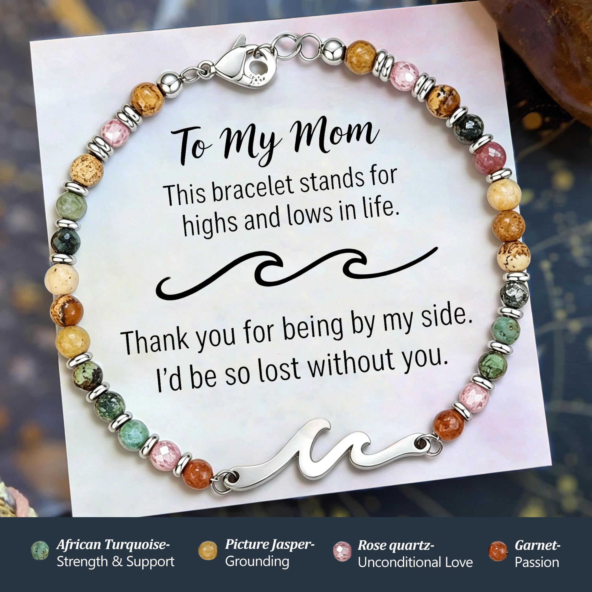 Strength Natural Stone Wave Bracelet