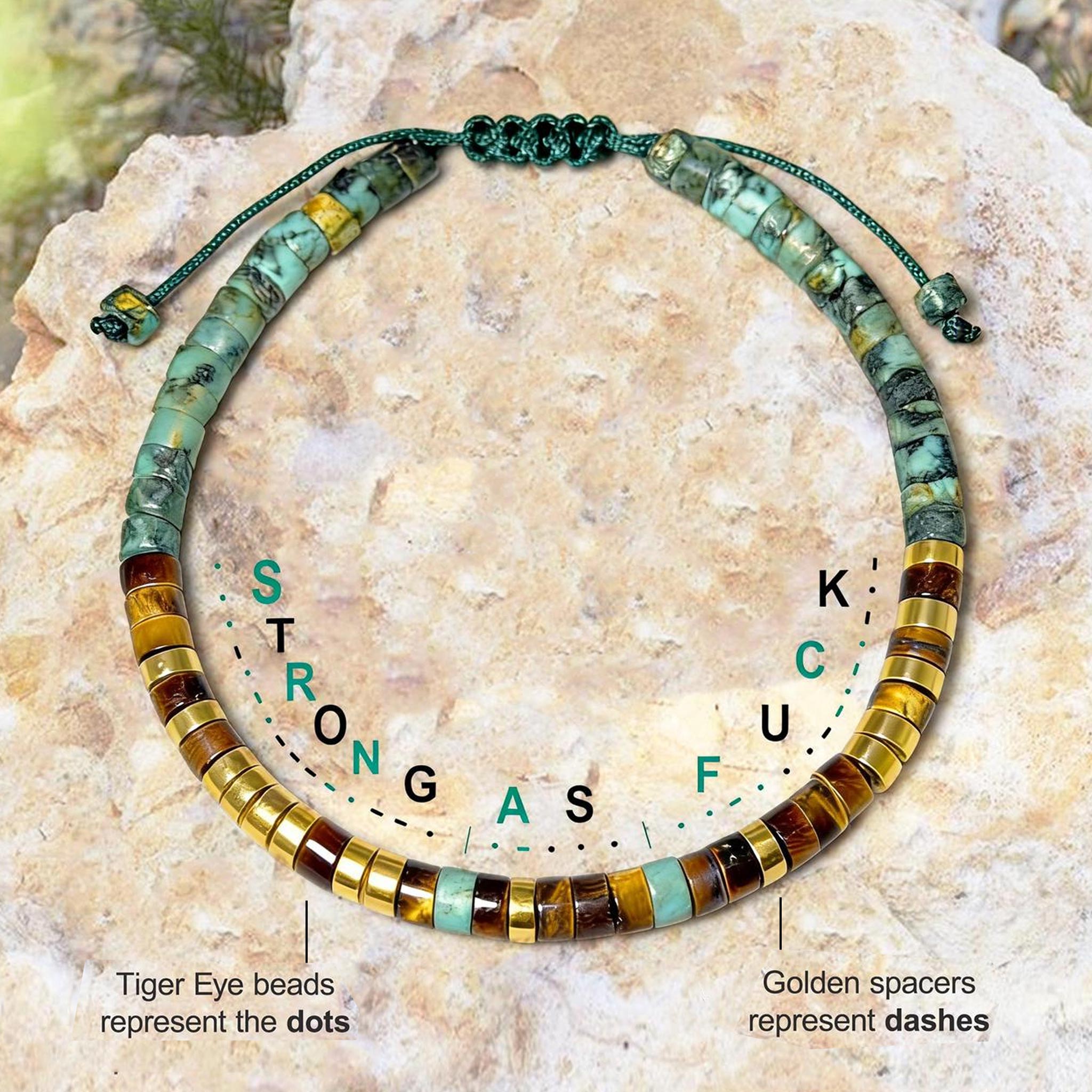 'Strong As Fuck' Morse code Motivational Bracelet