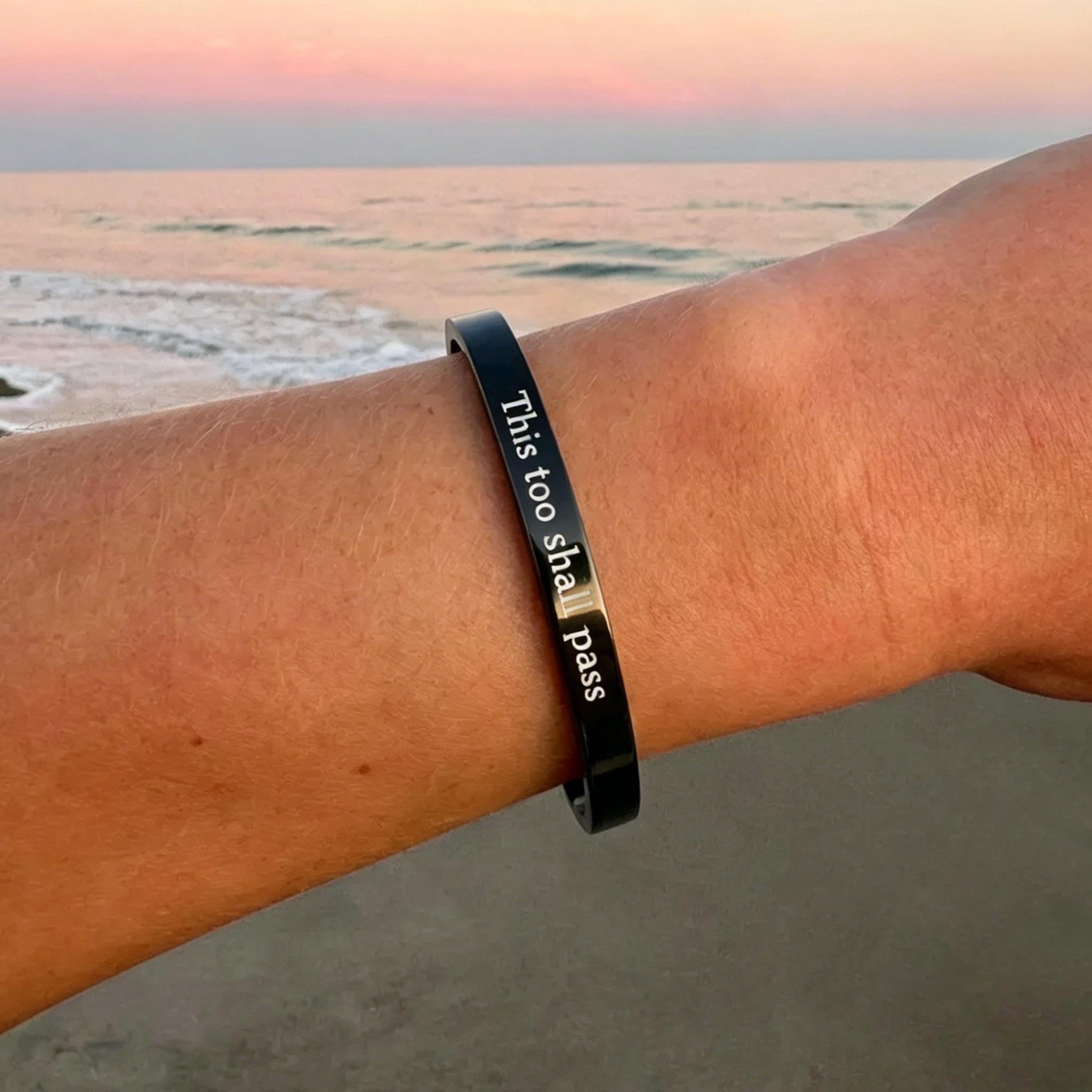 This Too Shall Pass Mantra Cuff Bracelet