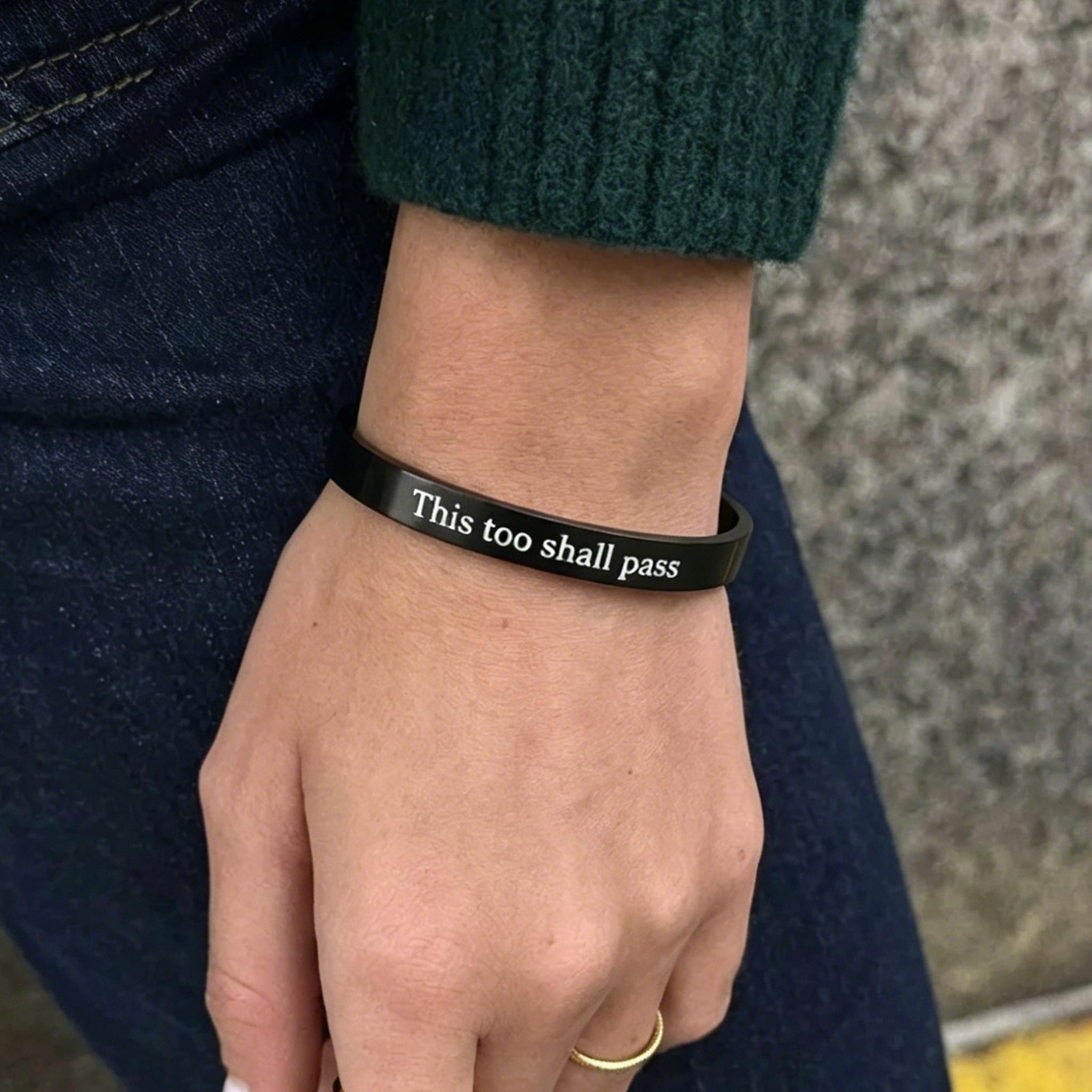 This Too Shall Pass Mantra Cuff Bracelet