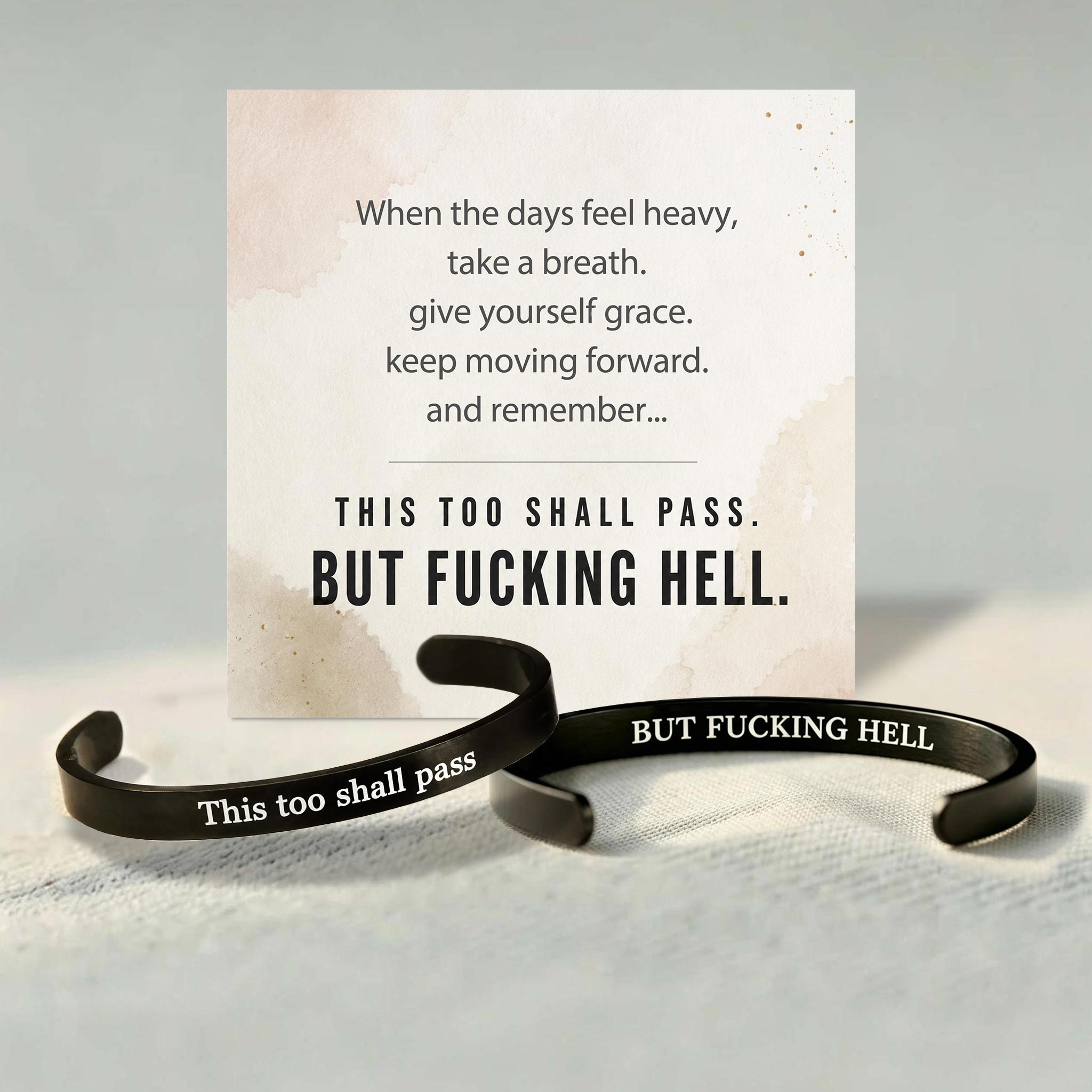 This Too Shall Pass Mantra Cuff Bracelet