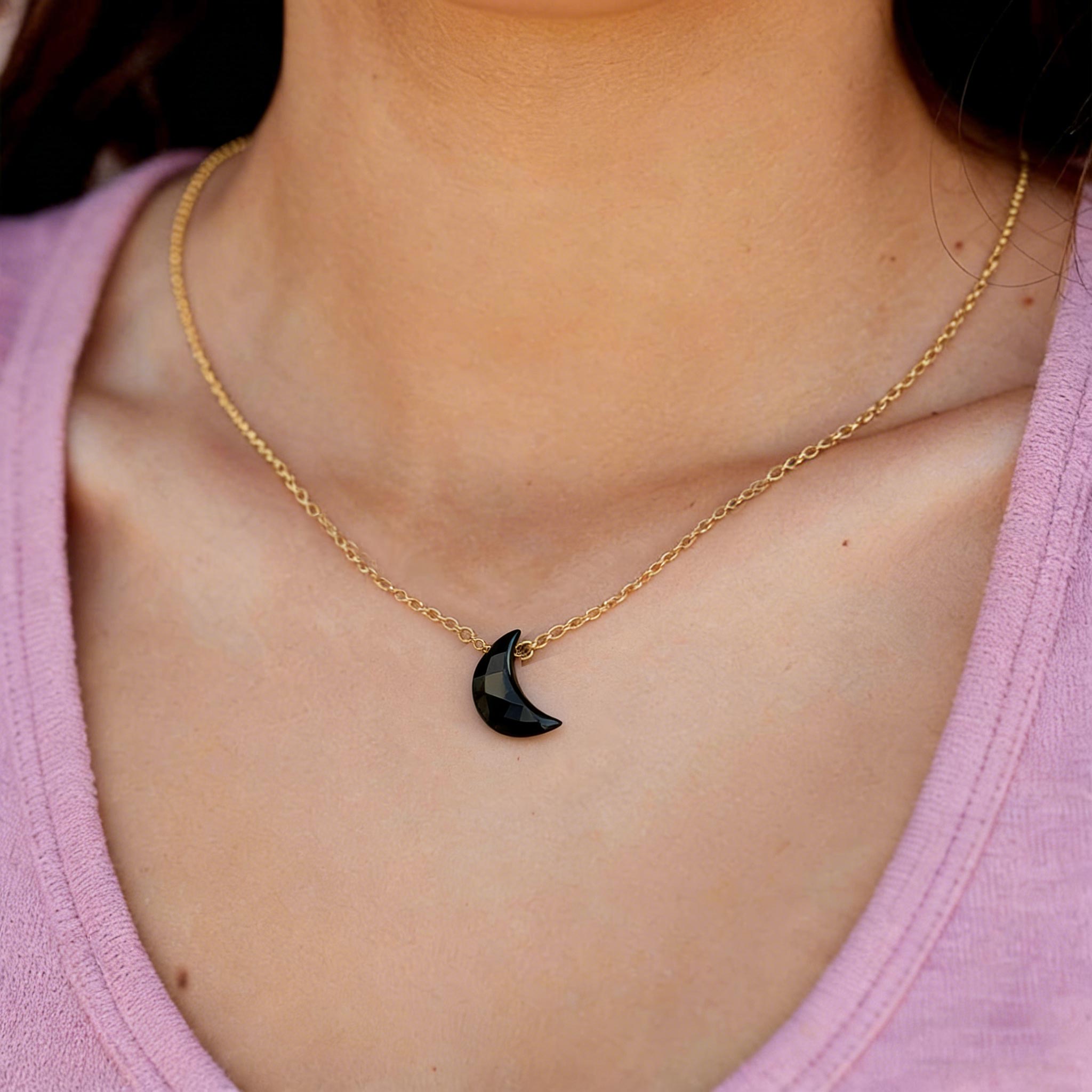 ‘Strong as fuck’ Moon Black Onyx Necklace