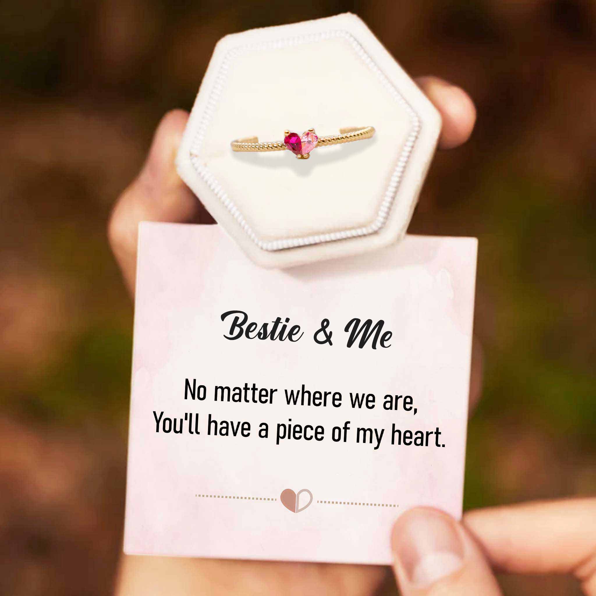 Bestie & Me Tiny Heart Birthstone Ring
