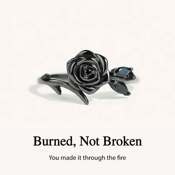 Burned and Survived Black Rose Self-Love Ring