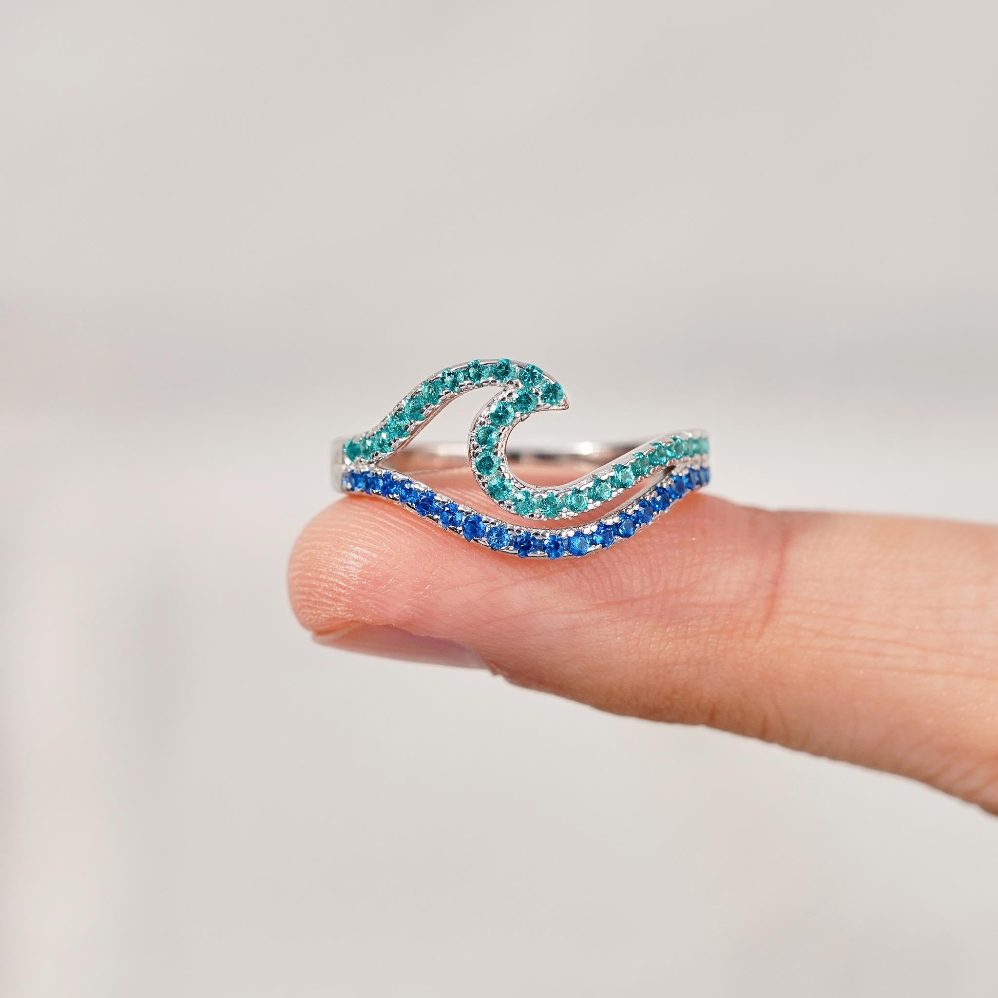 Custom Dual Wave Birthstone Ring