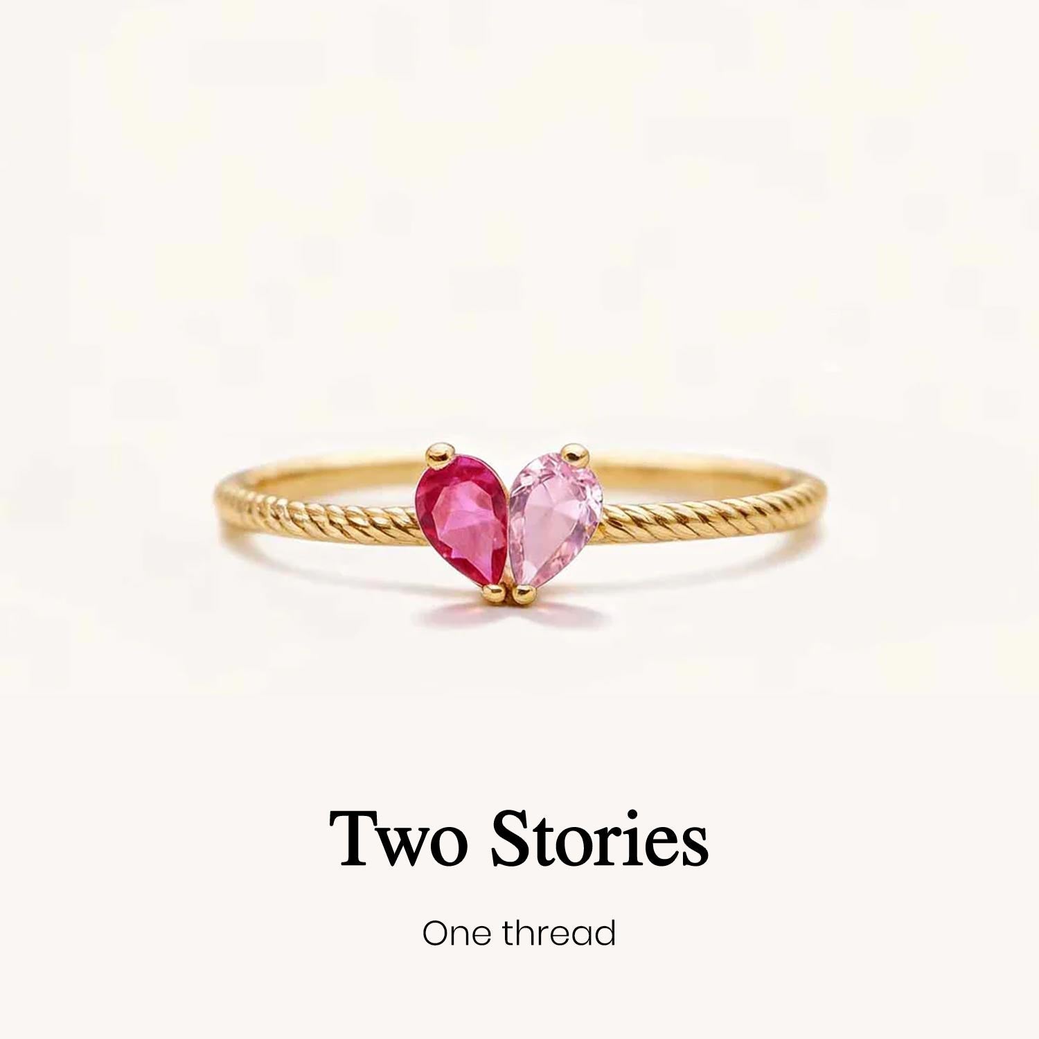 Custom Tiny Heart Birthstone Adjustable Ring