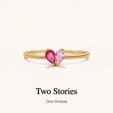 Custom Tiny Heart Birthstone Adjustable Ring