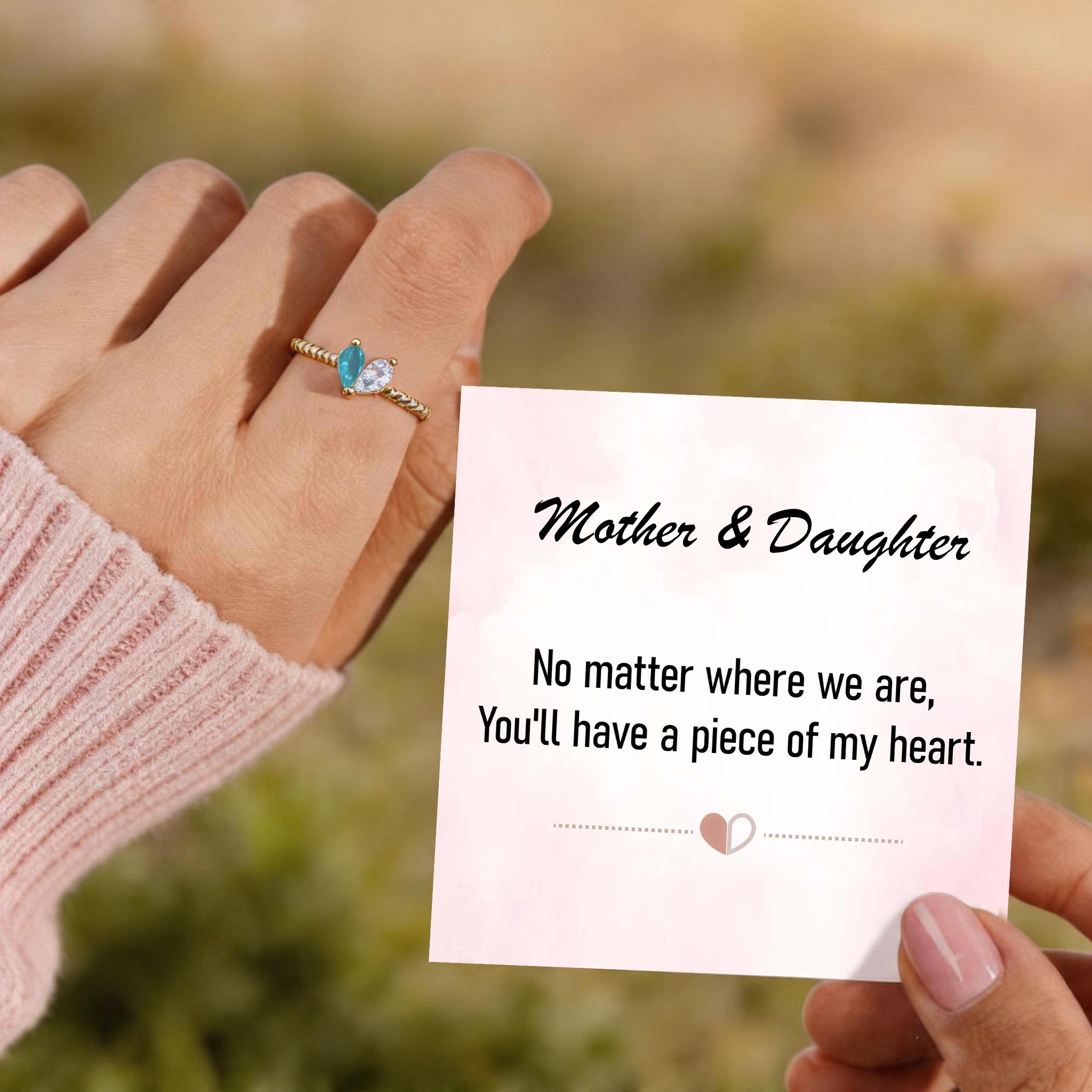 Custom Tiny Heart Birthstone Adjustable Ring