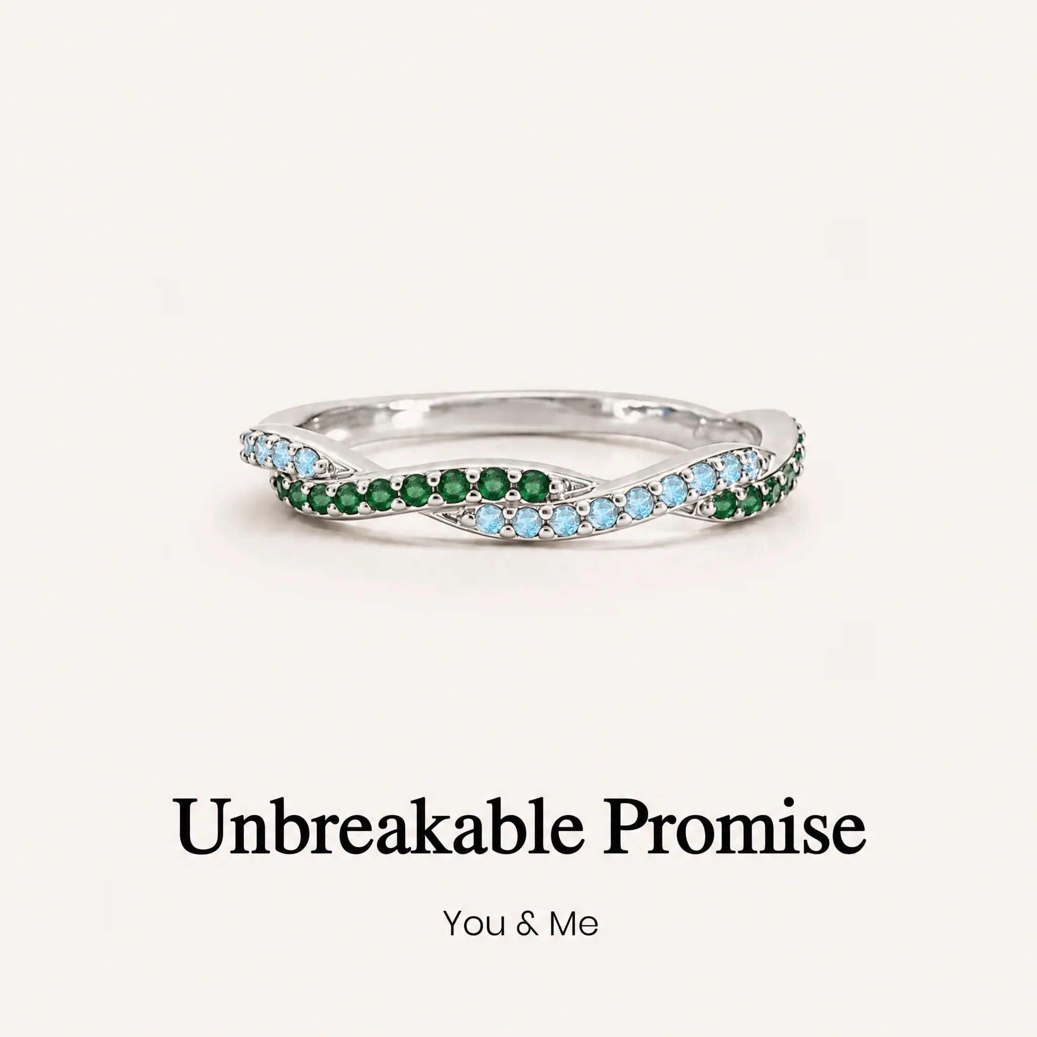 Custom Wavy Birthstone Promise Ring