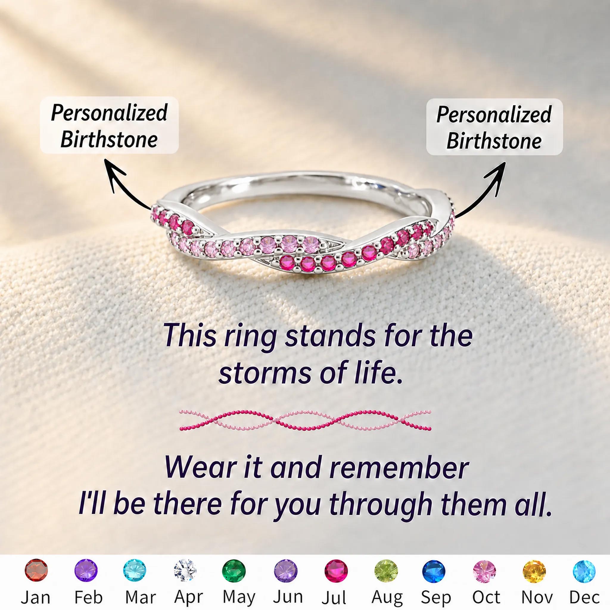 Custom Wavy Birthstone Promise Ring