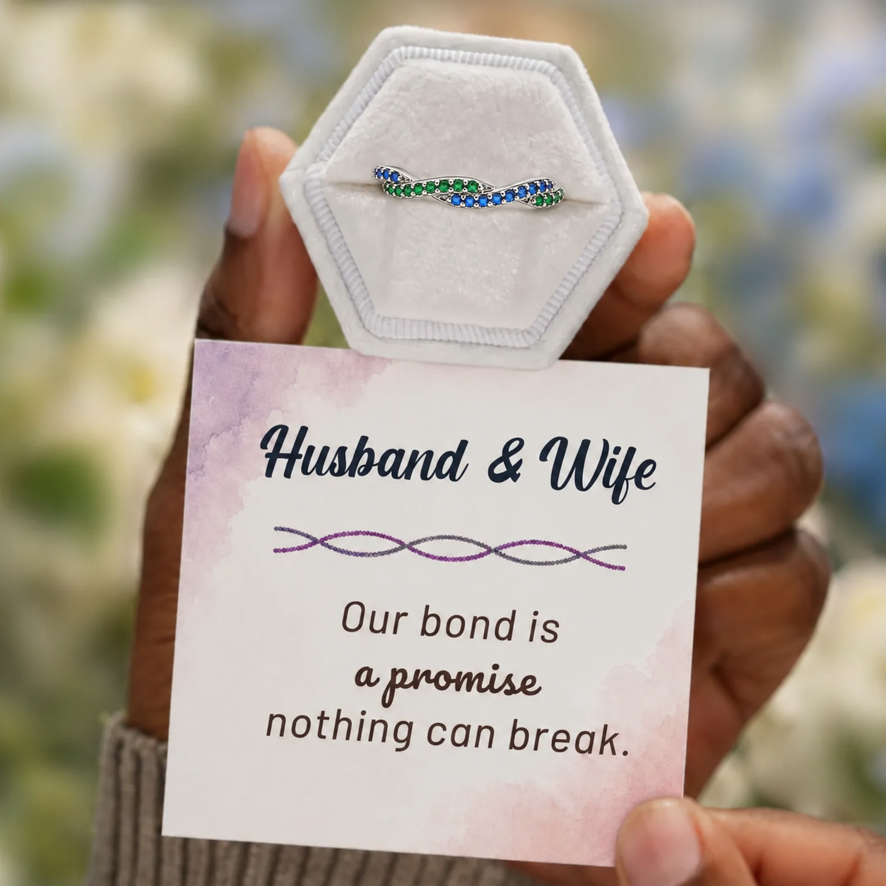 Custom Wavy Birthstone Promise Ring