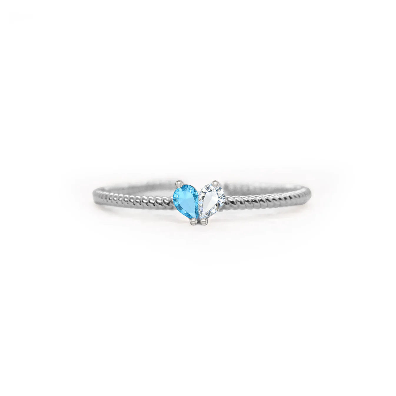 Husband & Wife Tiny Heart Birthstone Ring