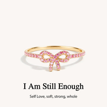 I Am Still Enough Pink Pavé Bow Ring