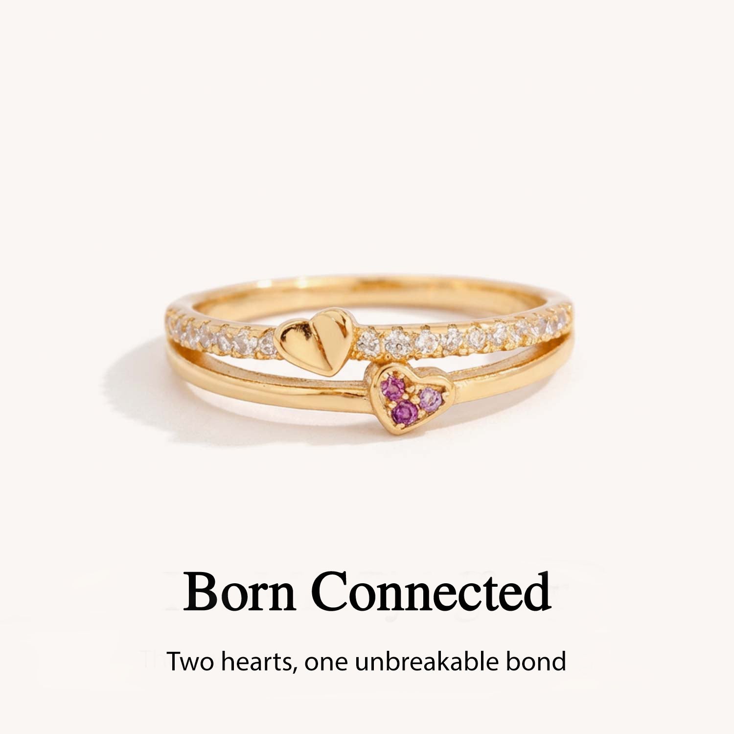 Mother & Daughter Conneted Heart Ring