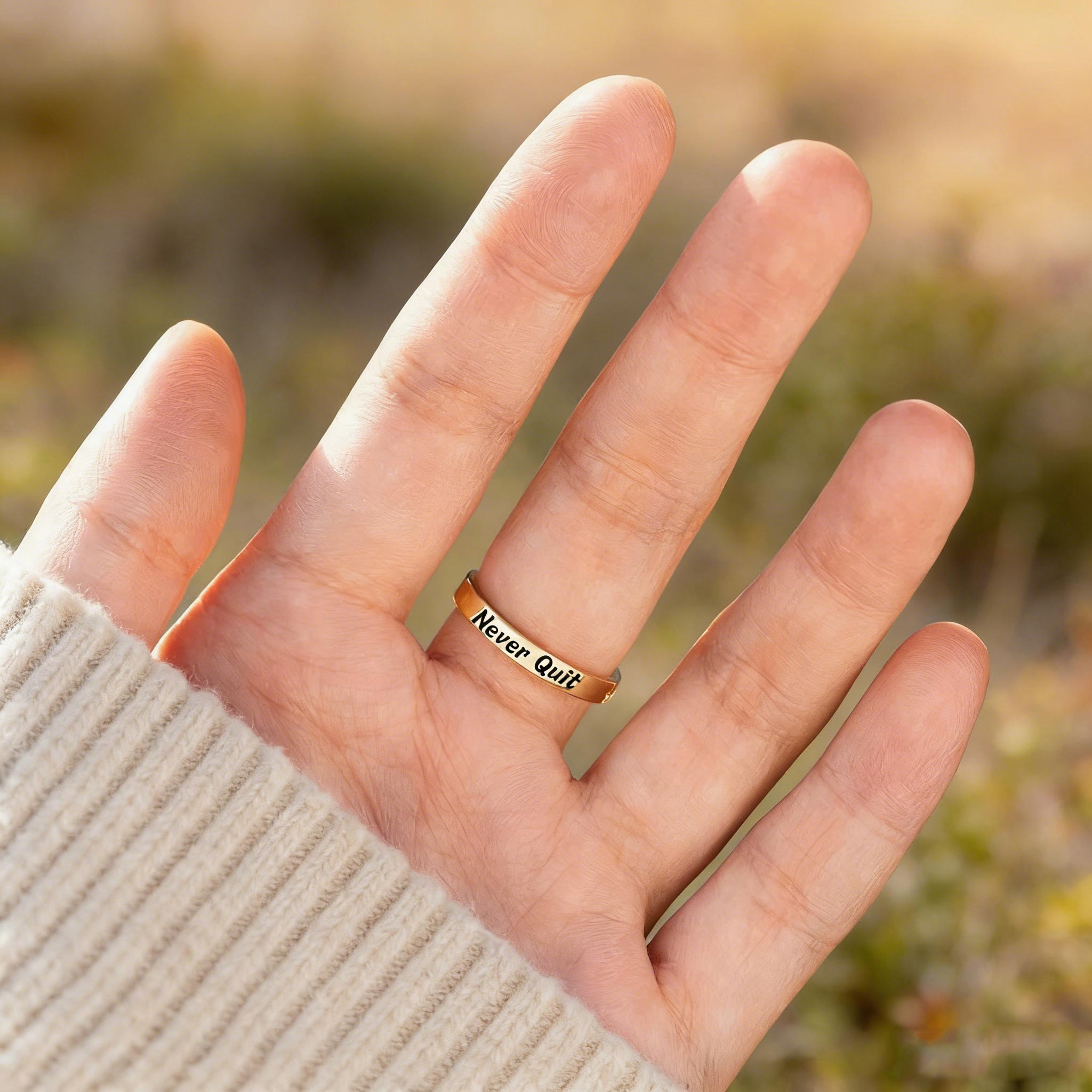 Never Quit Golden Cross Ring
