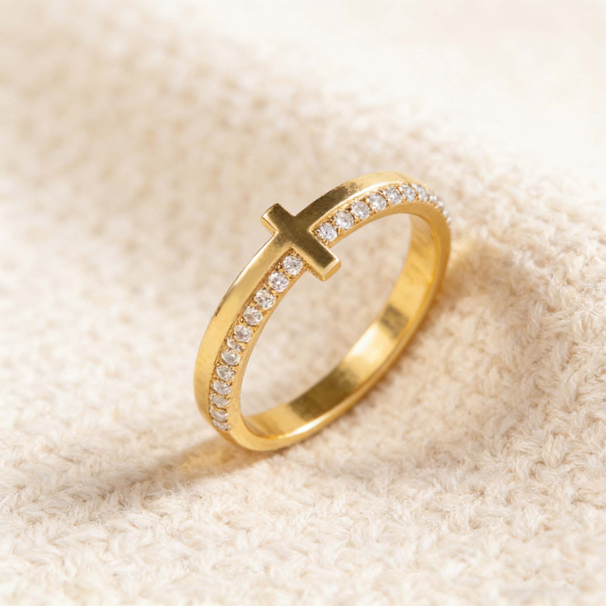 Never Quit Golden Cross Ring