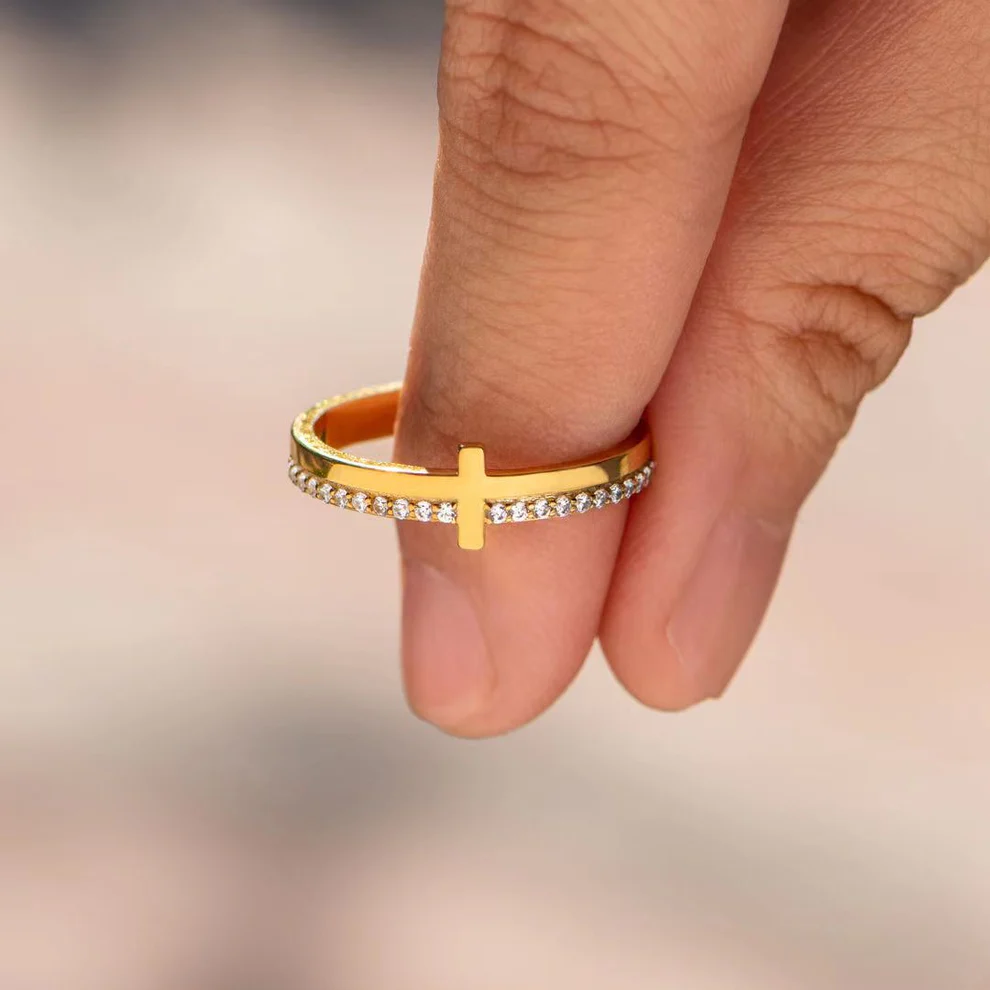 Never Quit Golden Cross Ring