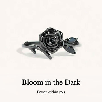Strong As Fuck Adjustable Black Rose Ring