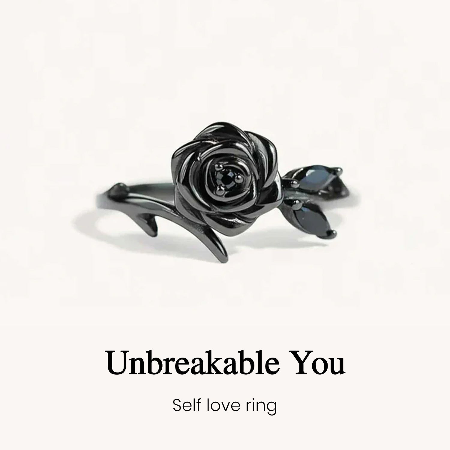 Strong As Fuck Black Rose Self-Love Ring