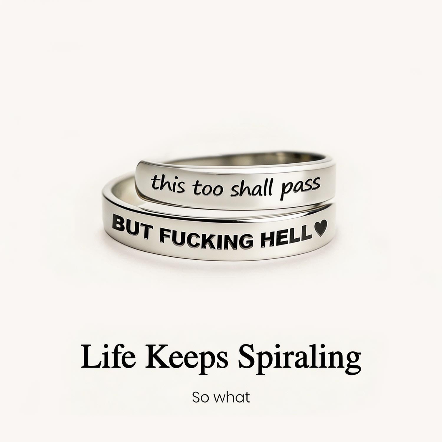This Too Shall Pass Engraved Spiral Ring