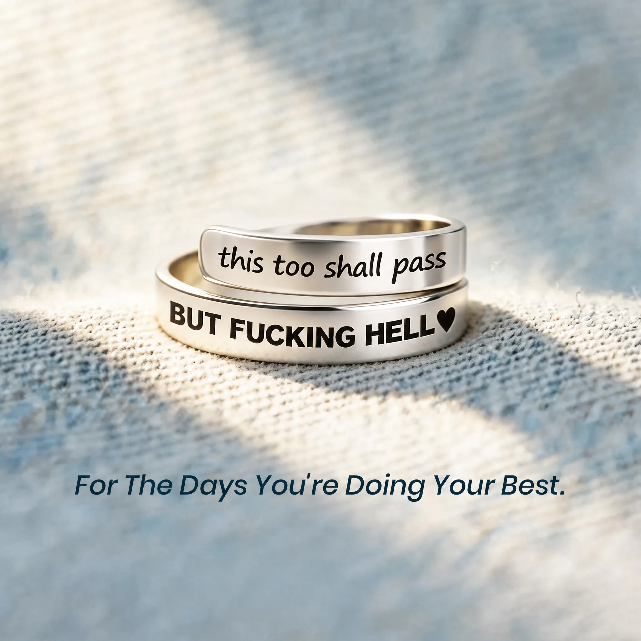 This Too Shall Pass Engraved Spiral Ring