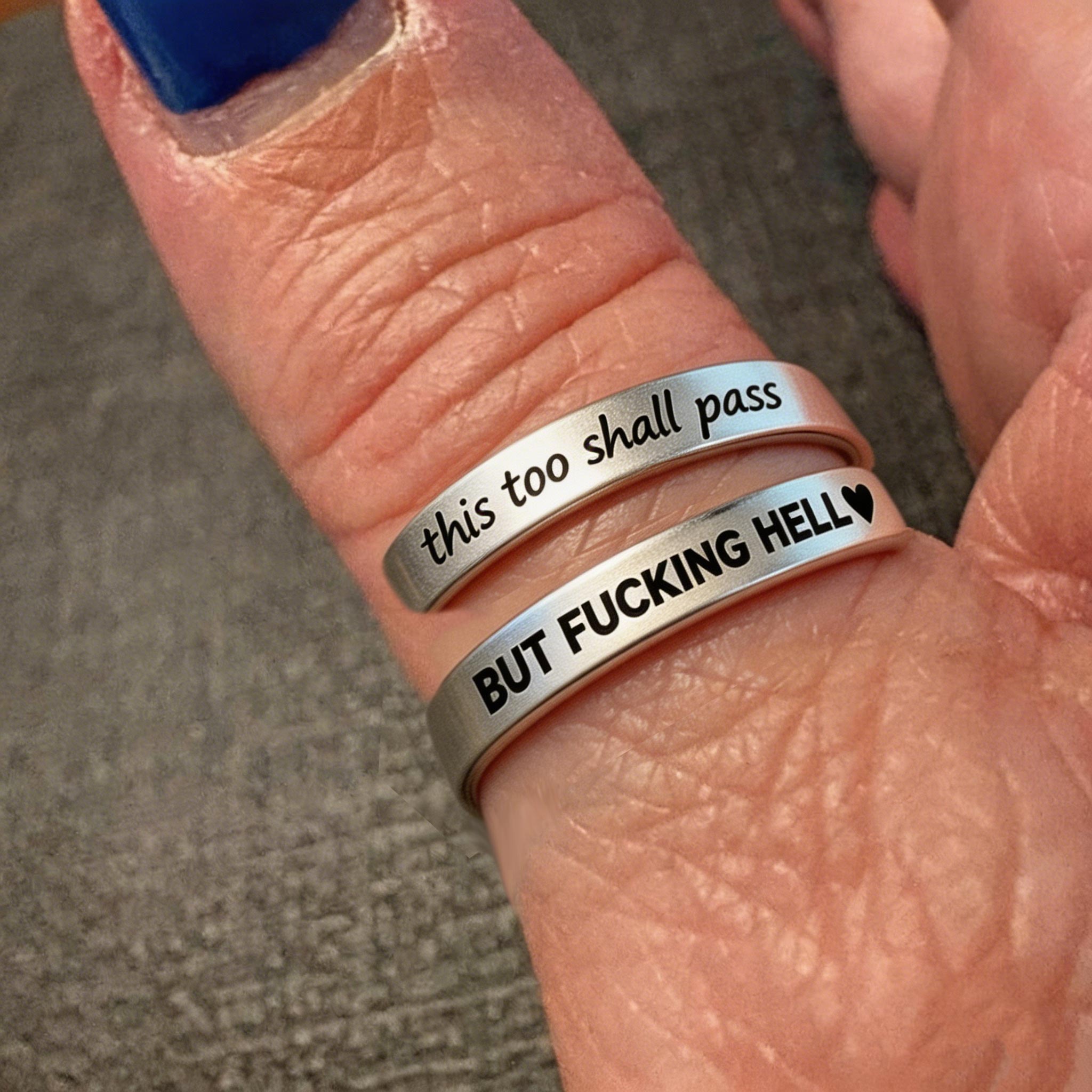 This Too Shall Pass Engraved Spiral Ring