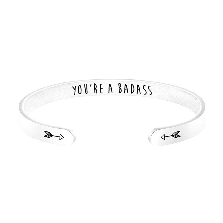YOLO Inspirational Stainless Arrow Cuff Bracelet