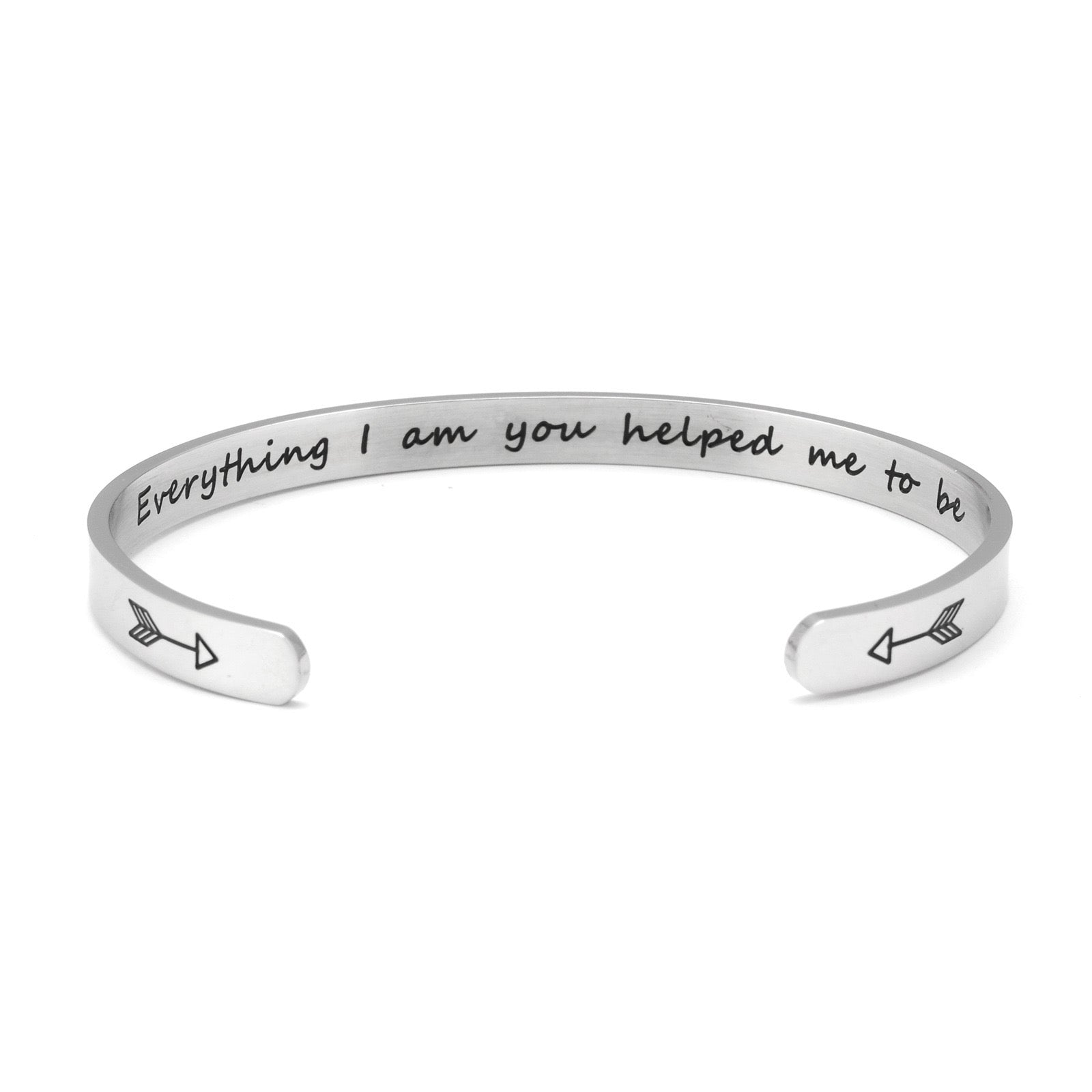 Love & Gratitude Stainless Cuff Arrow Bangle
