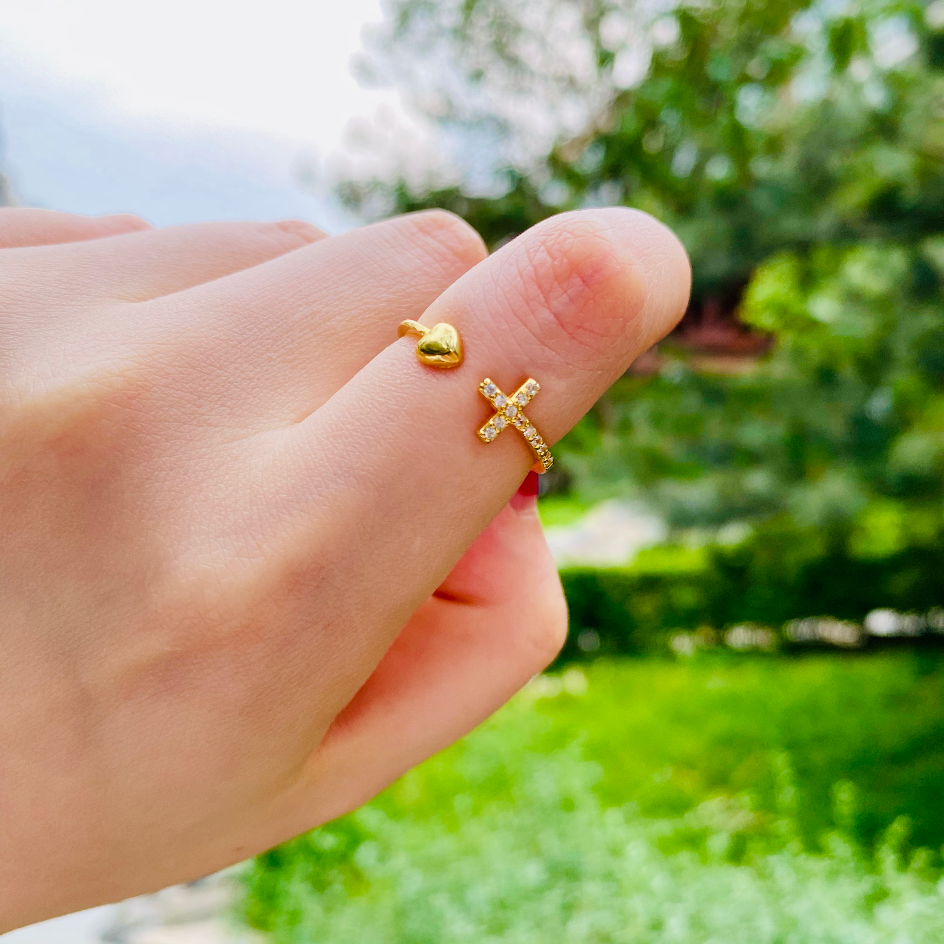 Pray on It Cross & Heart Adjustable Ring