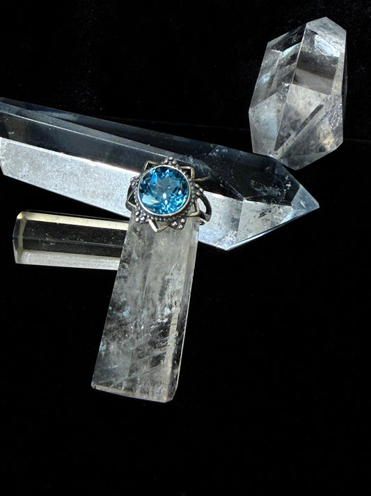 Healing Through Balance Shining Diamond Crystal Silver Rings