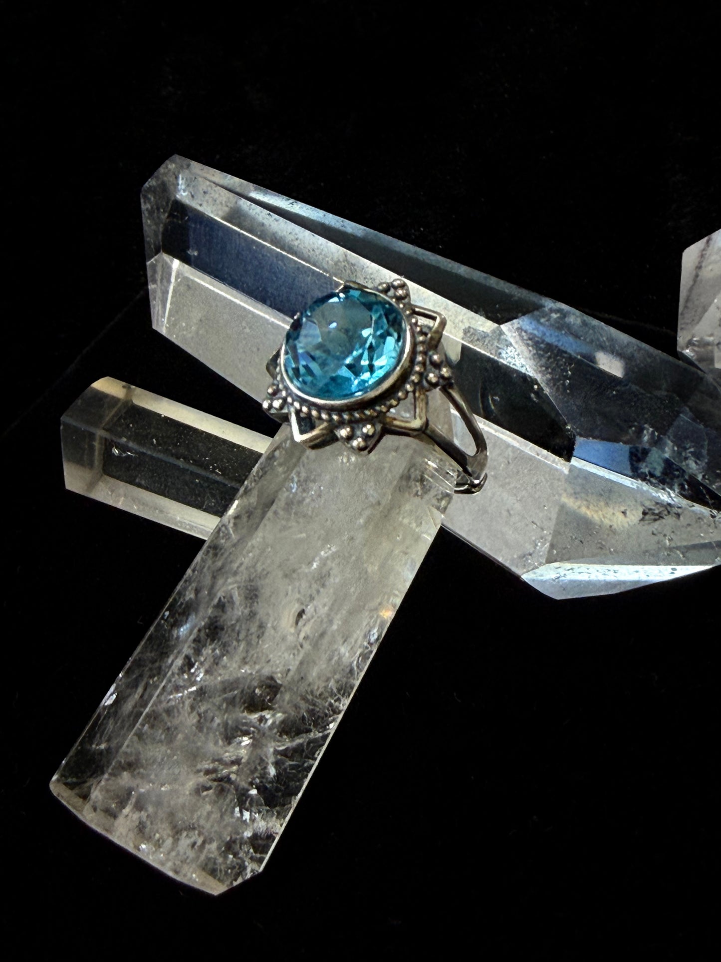 Healing Through Balance Shining Diamond Crystal Silver Rings