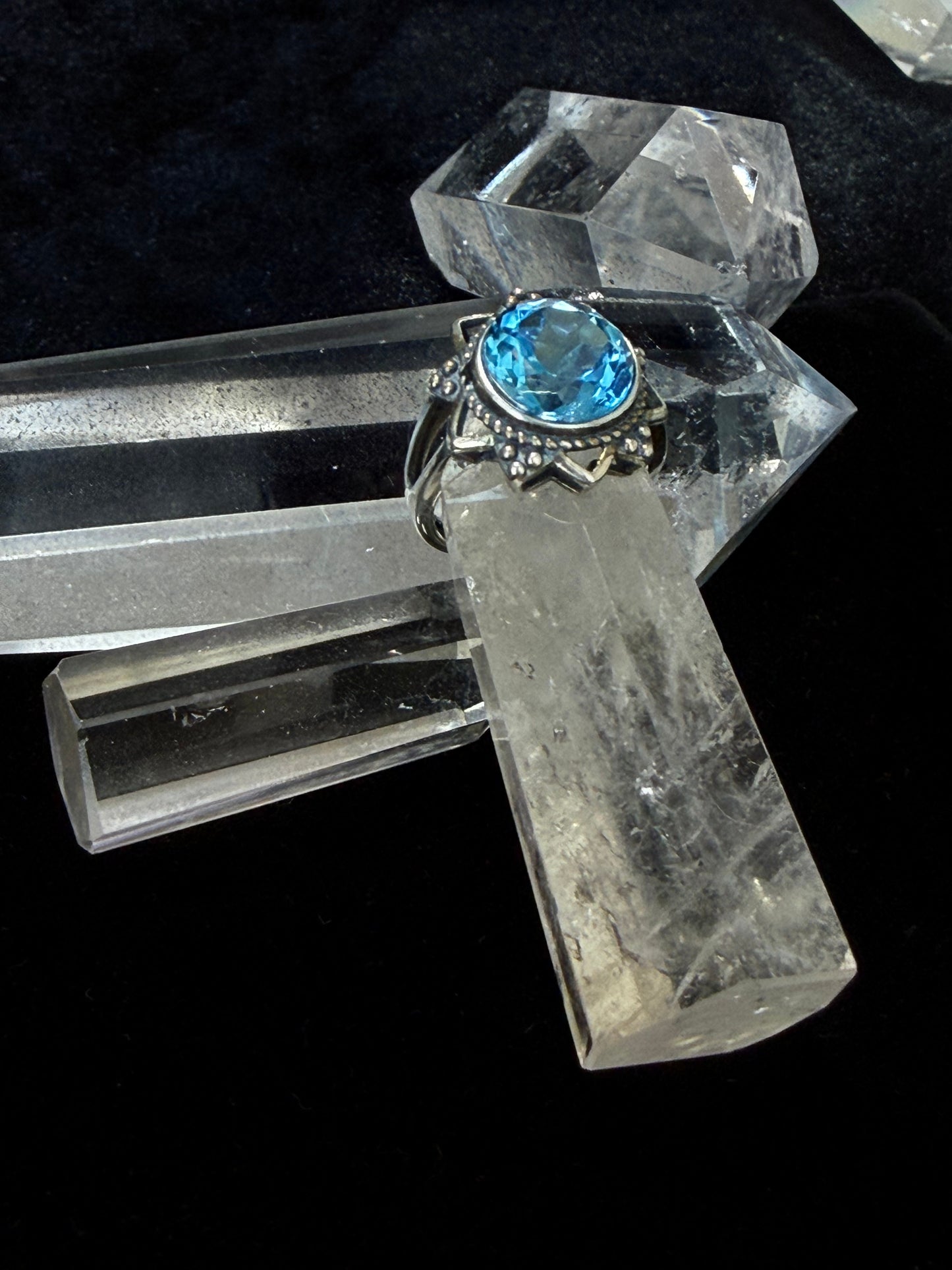 Healing Through Balance Shining Diamond Crystal Silver Rings