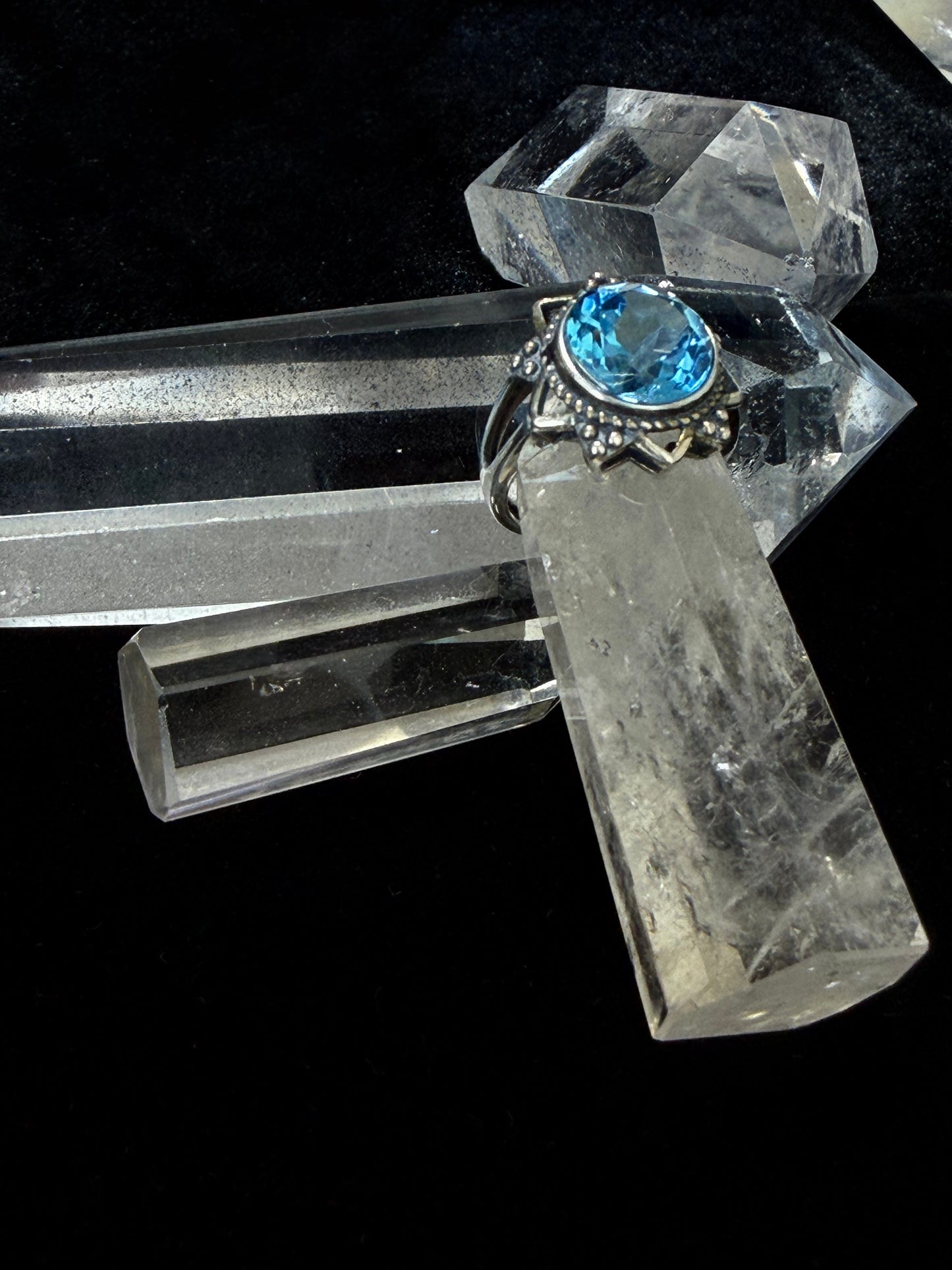 Healing Through Balance Shining Diamond Crystal Silver Rings
