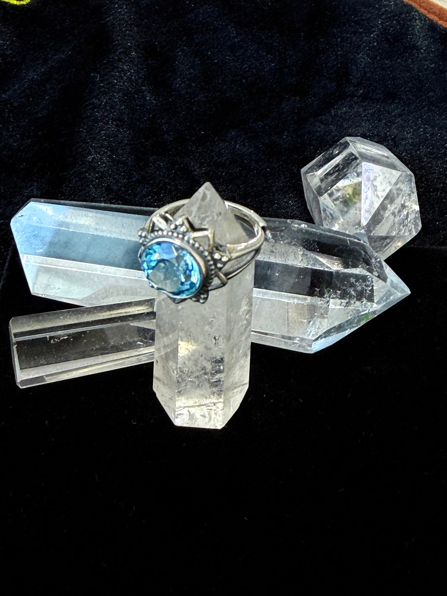 Healing Through Balance Shining Diamond Crystal Silver Rings