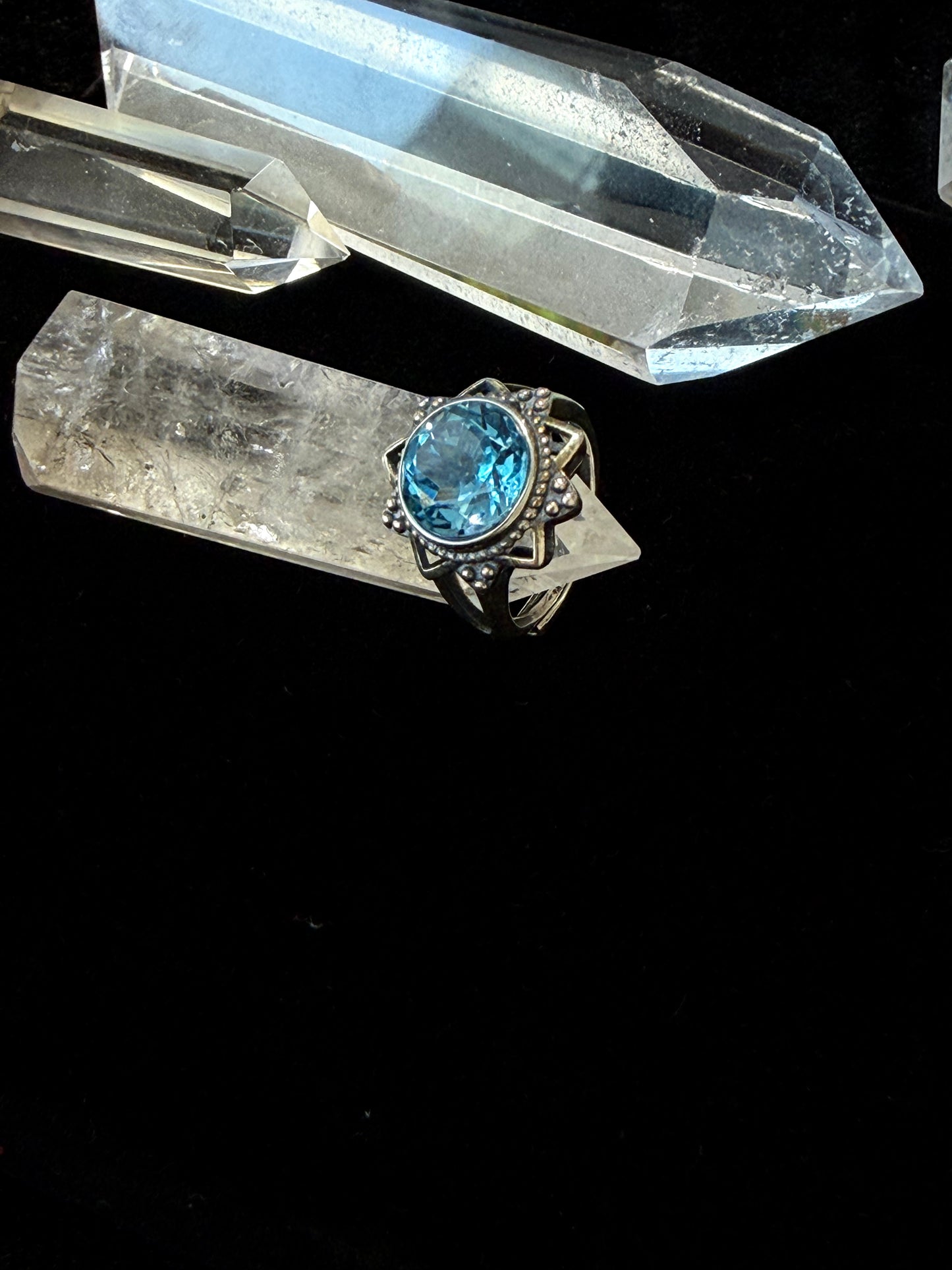 Healing Through Balance Shining Diamond Crystal Silver Rings