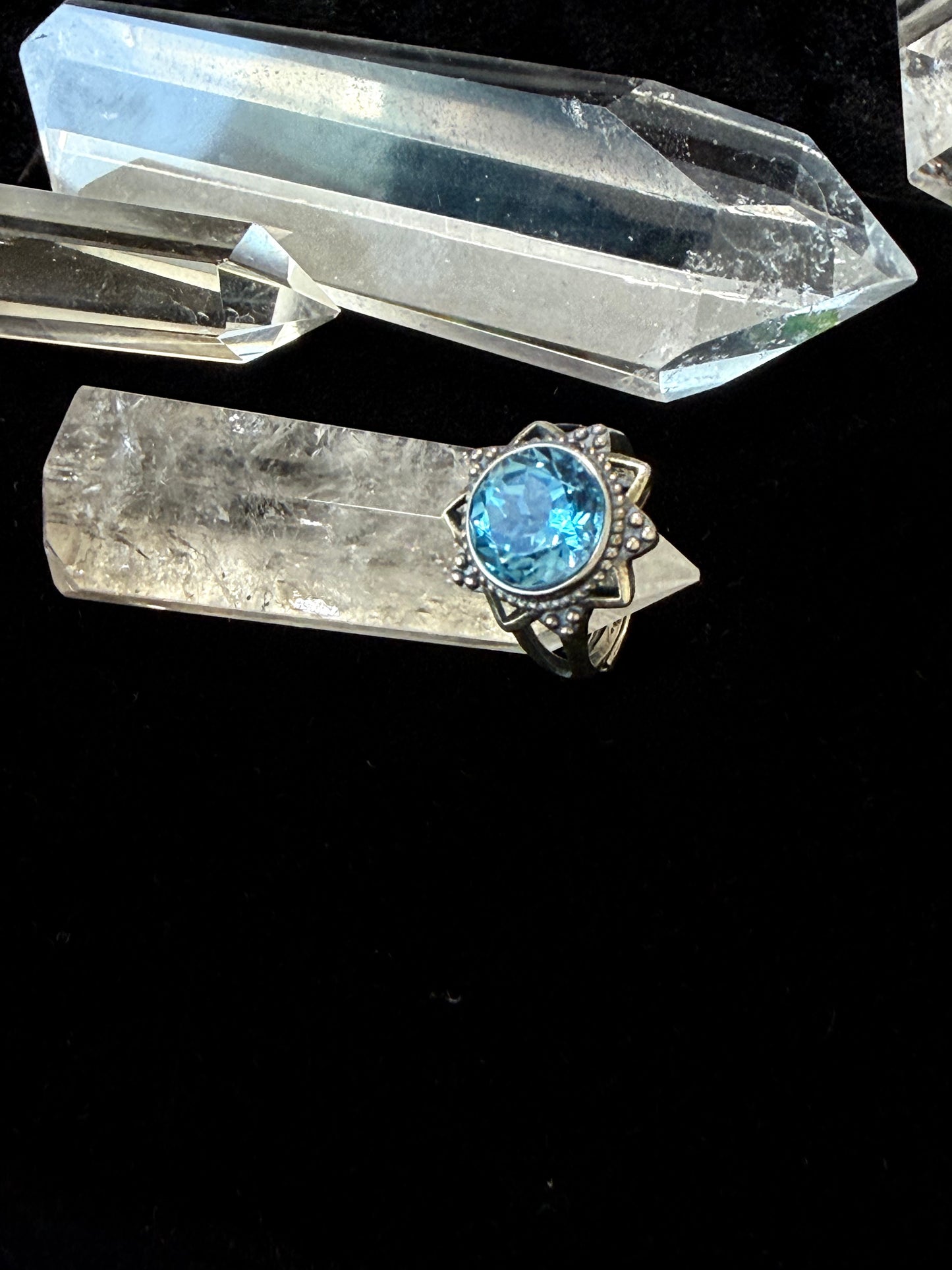 Healing Through Balance Shining Diamond Crystal Silver Rings