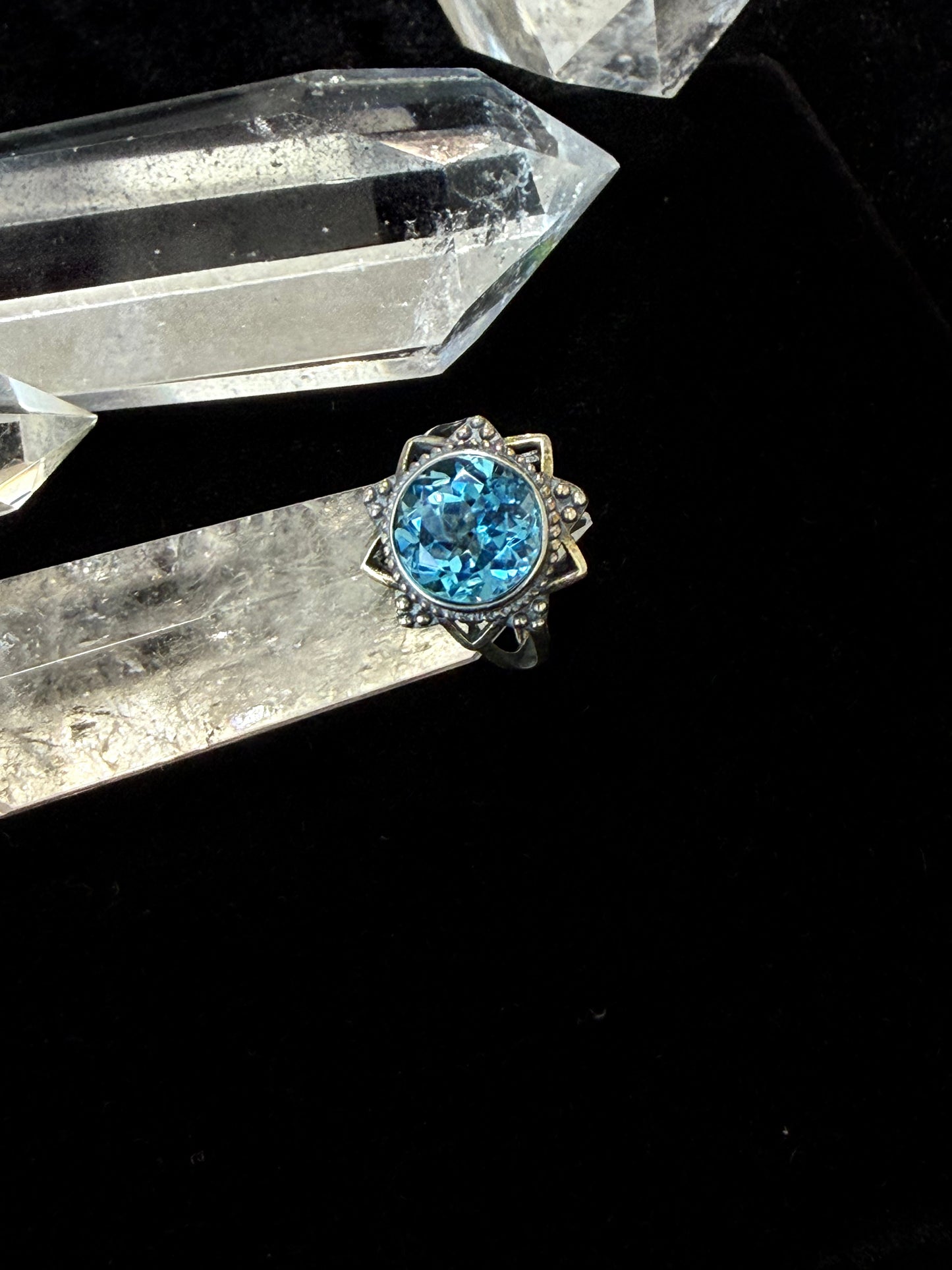 Healing Through Balance Shining Diamond Crystal Silver Rings