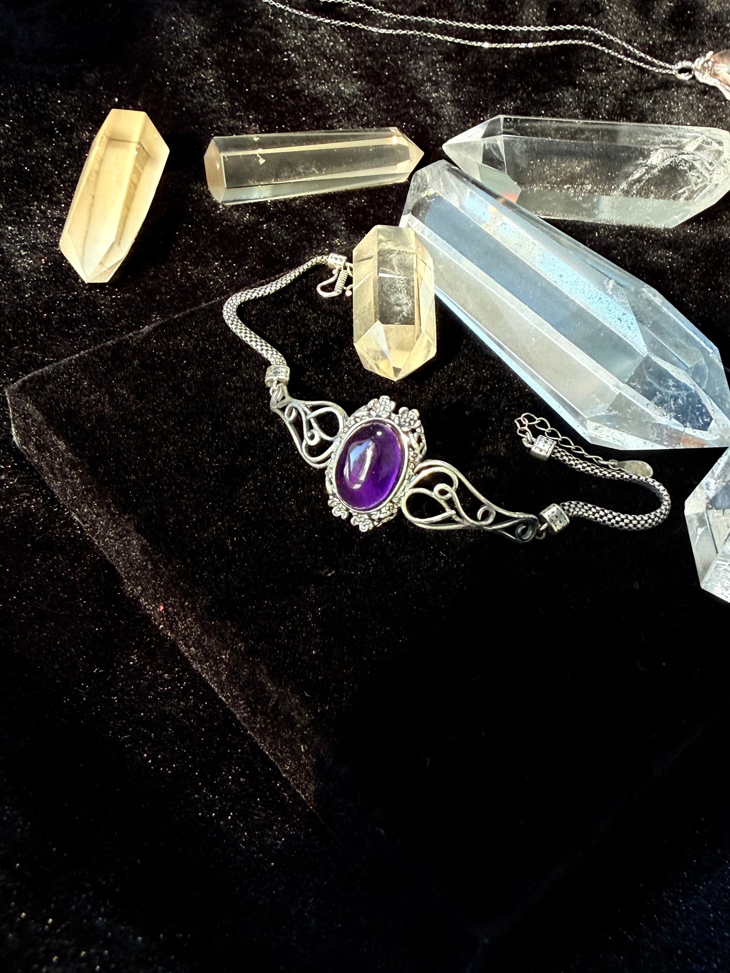 Adjustable Silver Inlaid Amethyst Bracelet