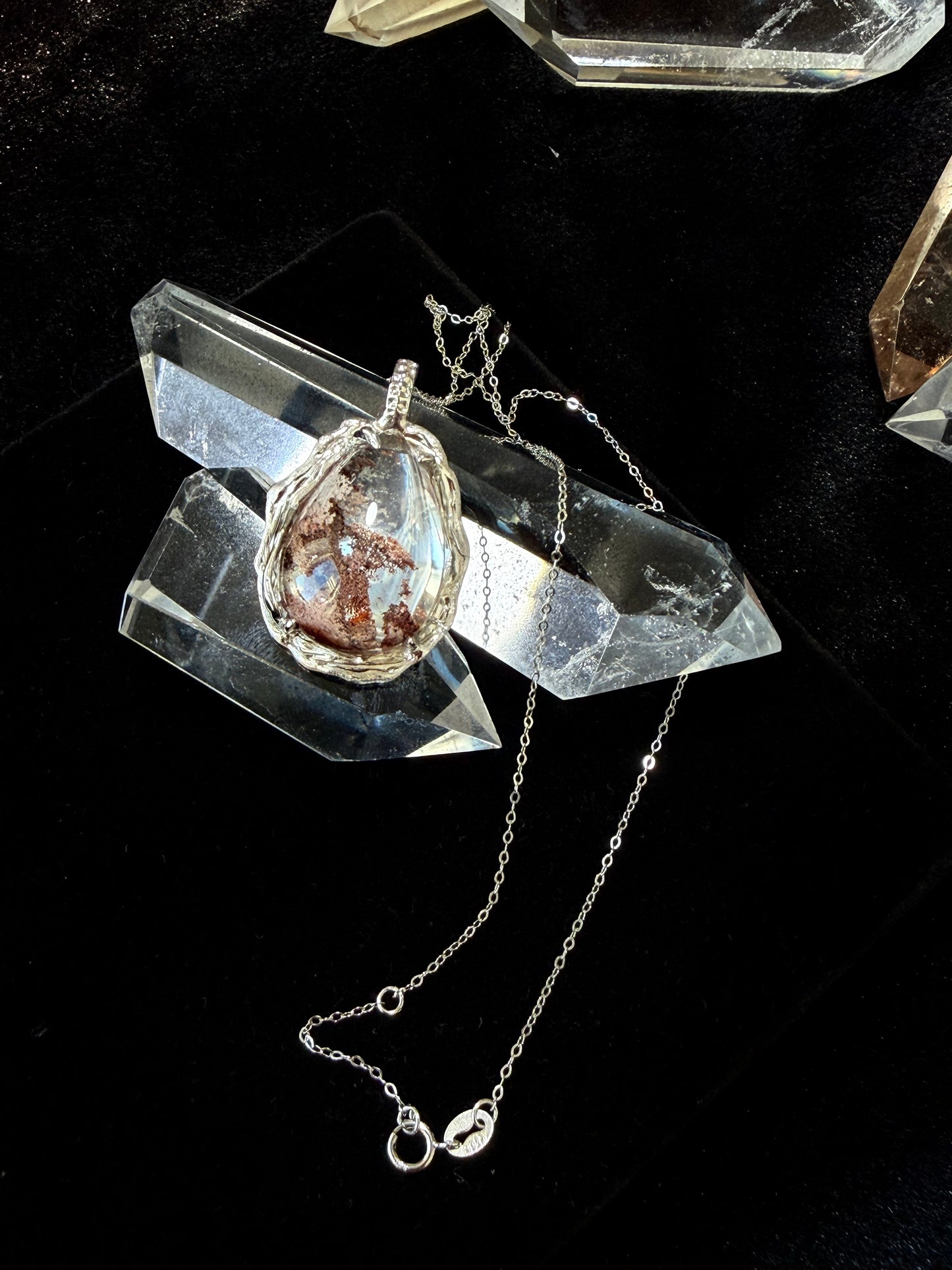 Silver Inlaid Phantom Quartz Pendant