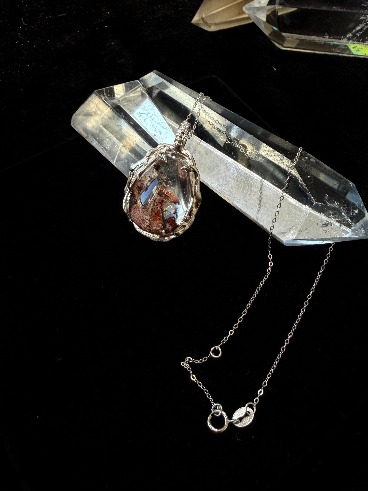 Silver Inlaid Phantom Quartz Pendant