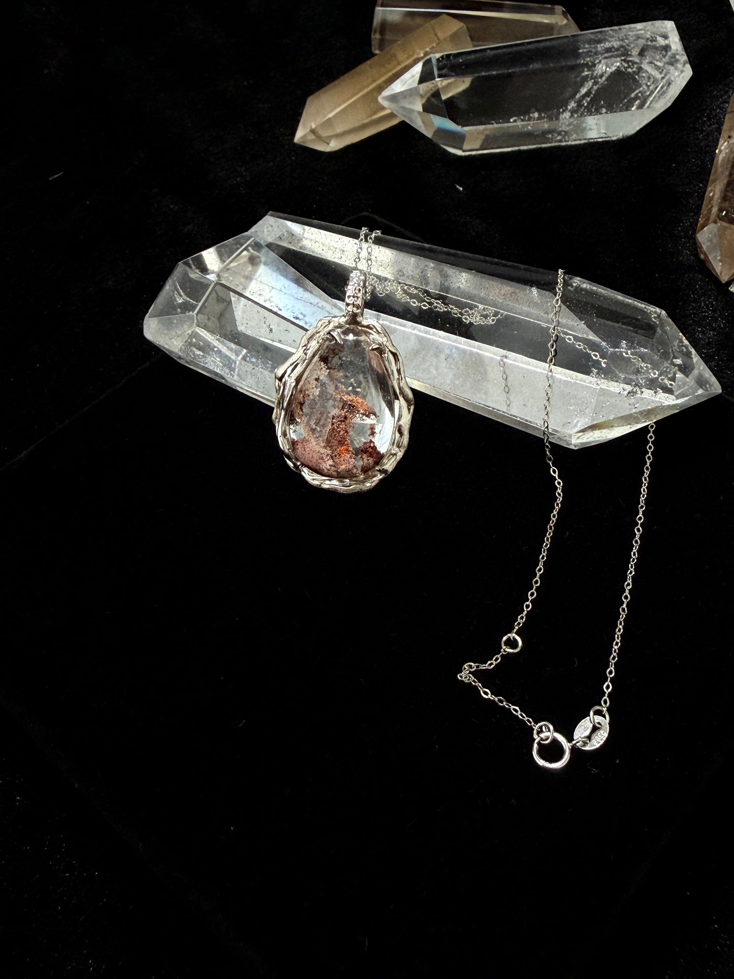 Silver Inlaid Phantom Quartz Pendant