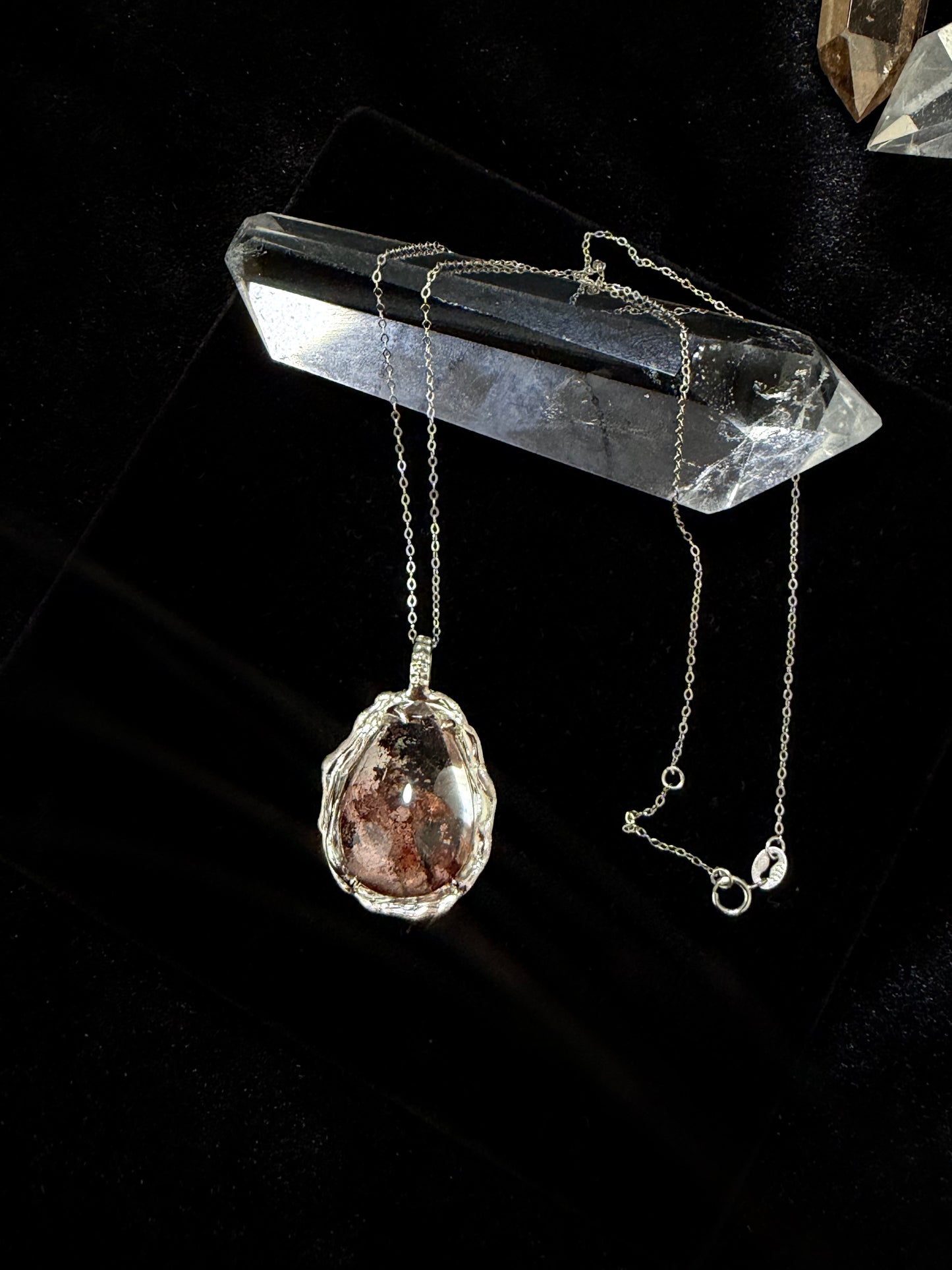 Silver Inlaid Phantom Quartz Pendant