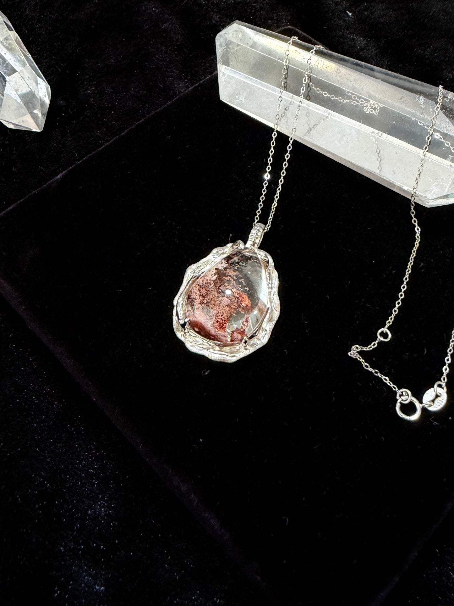 Silver Inlaid Phantom Quartz Pendant