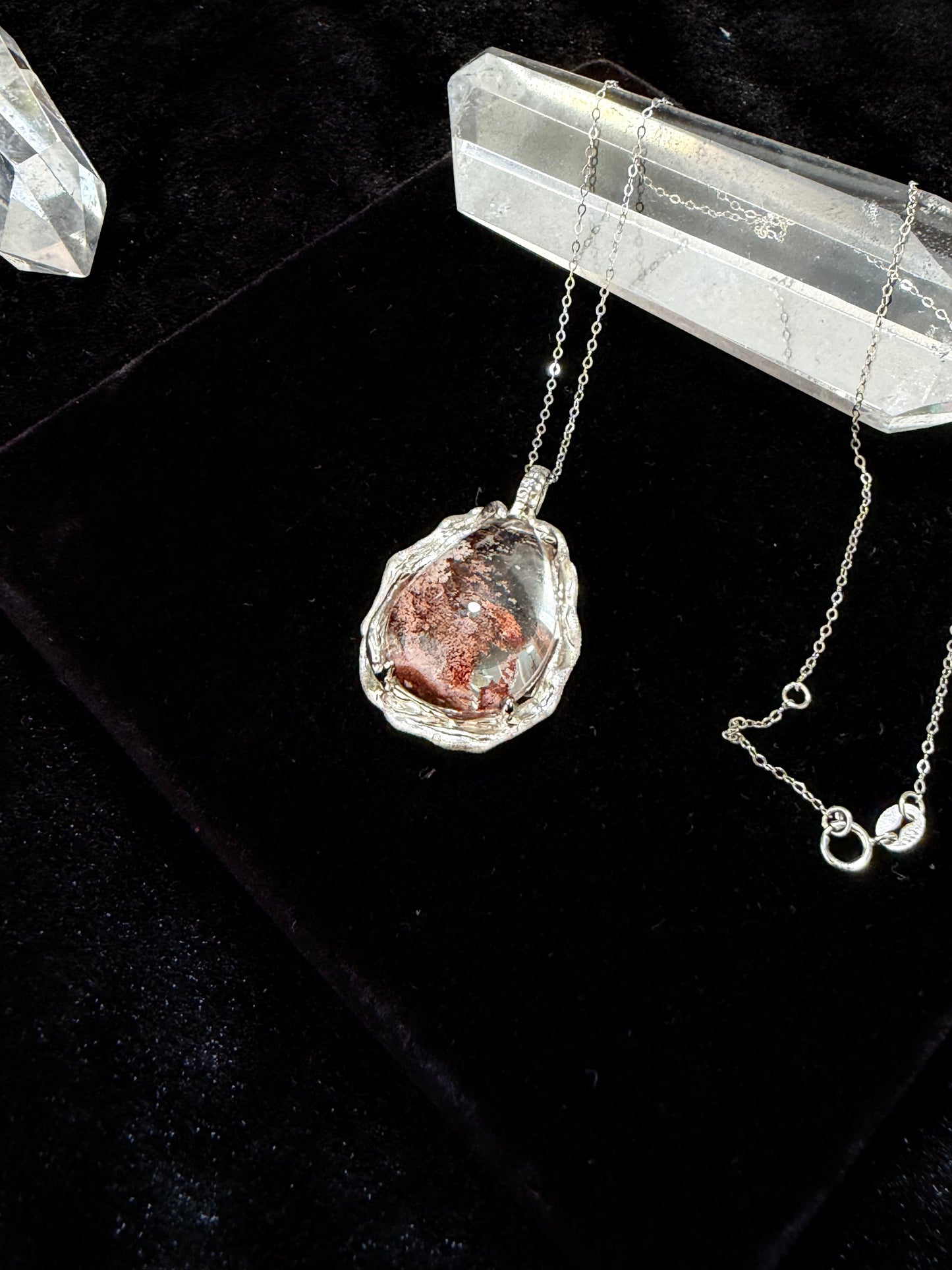 Silver Inlaid Phantom Quartz Pendant