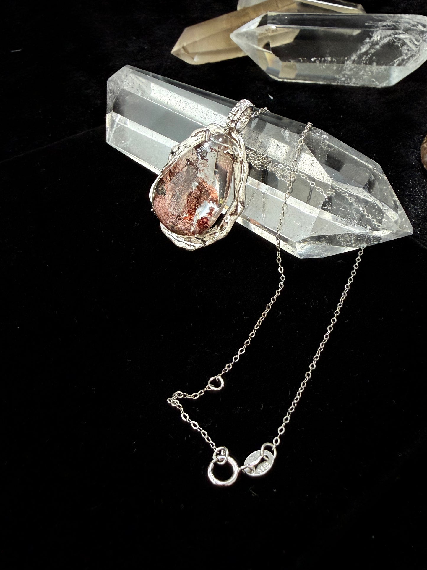 Silver Inlaid Phantom Quartz Pendant