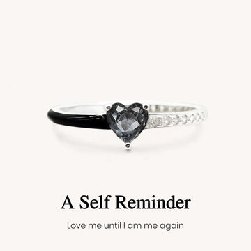 Love Me Until I'm Me Again Black Heart-Cut Half Enamel Ring