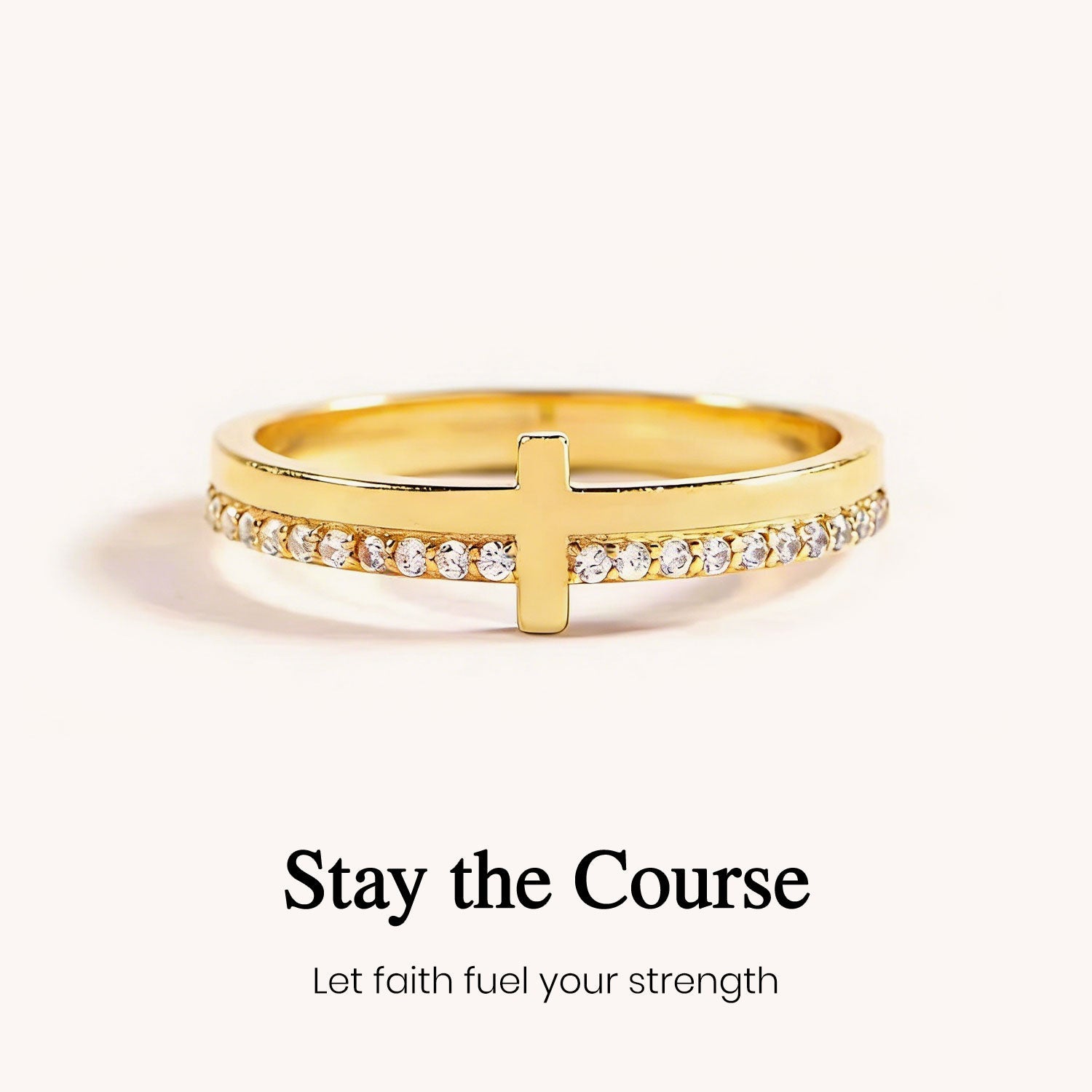 Never Quit Golden Cross Ring